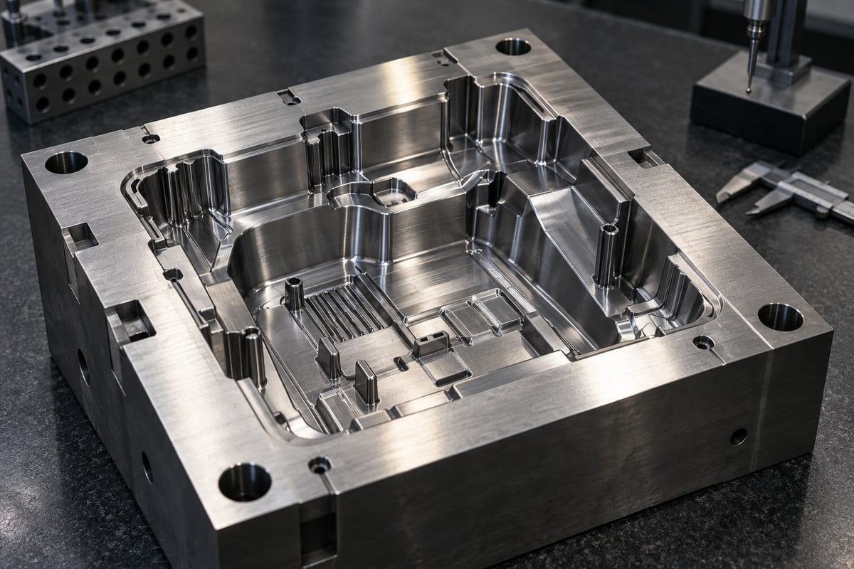 Multi-cavity injection mold core after sinker EDM